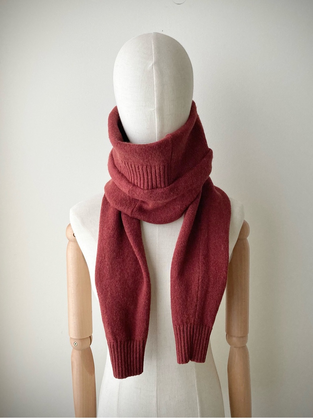 joodito 100% wool wrap sweater scar neck warmer preppy tie m burgundy dark red
